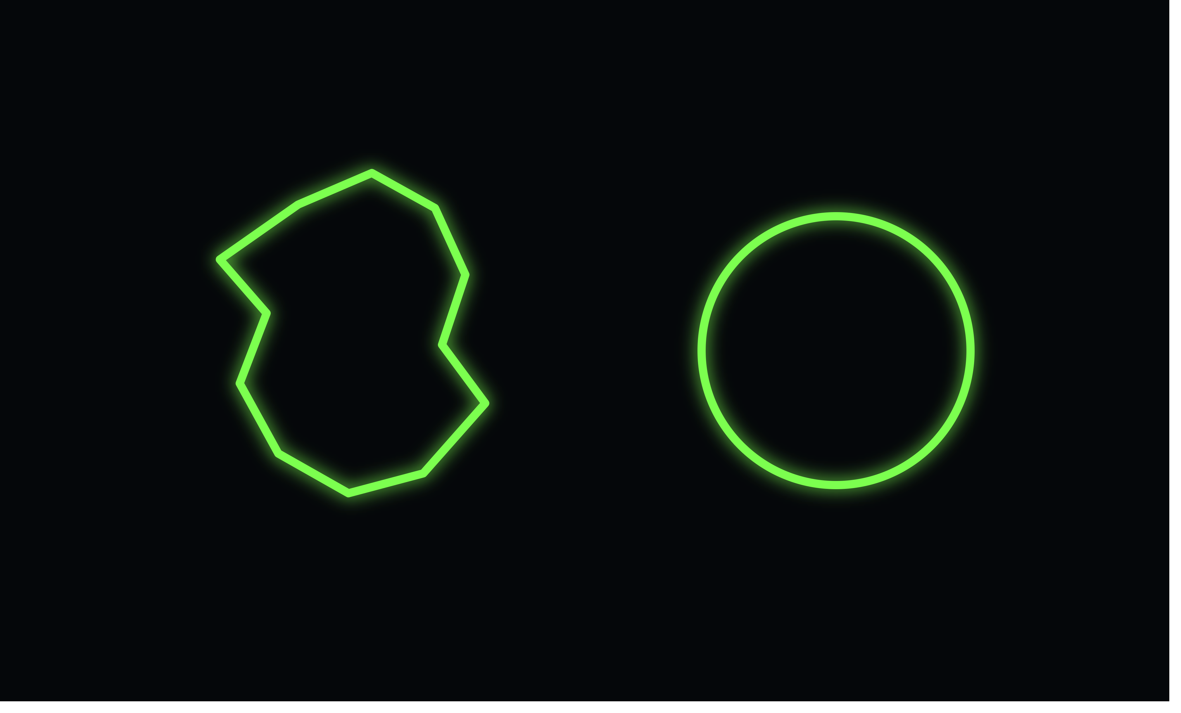 Two shapes side by side, one rough and one refined