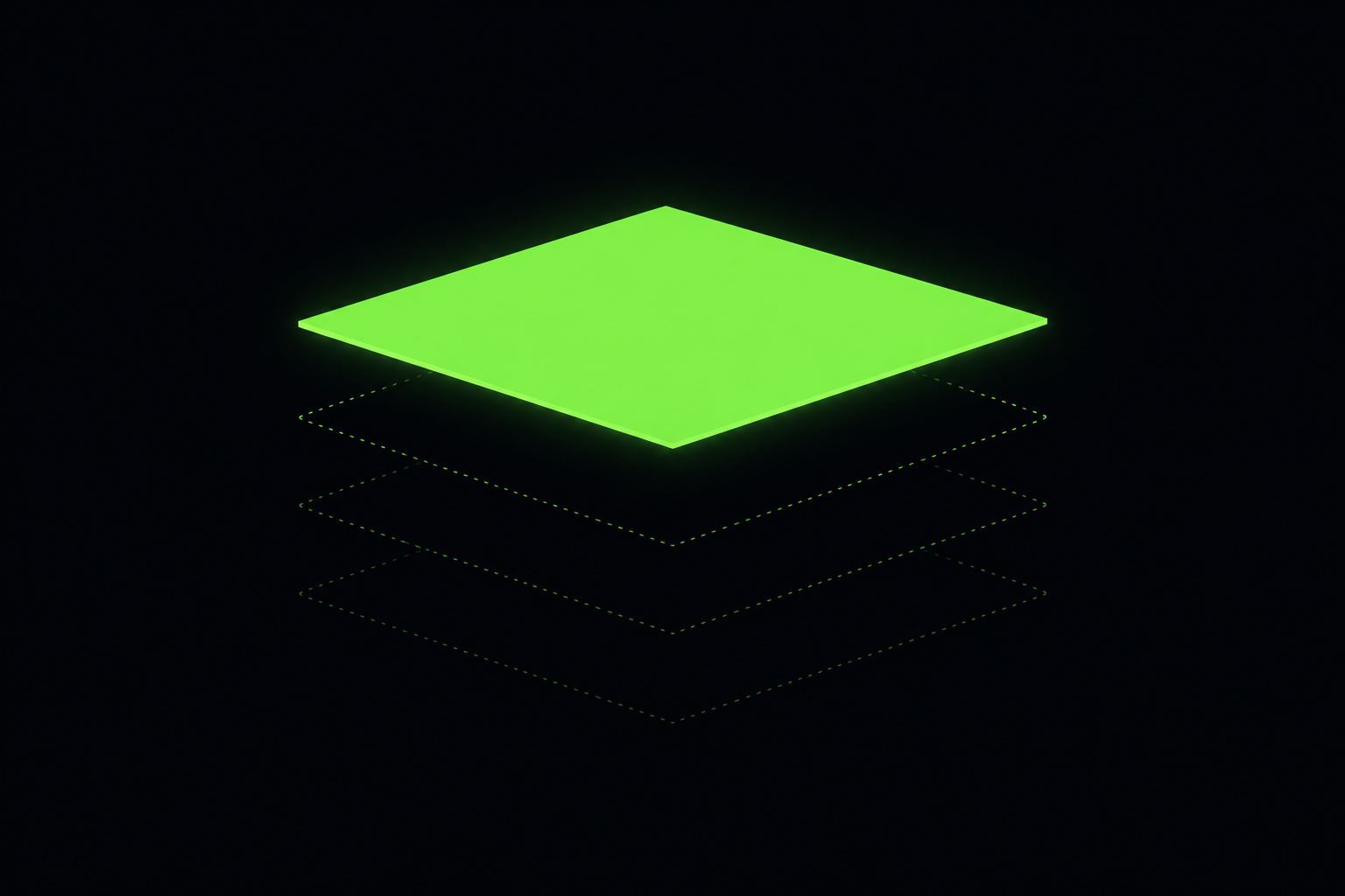 A solid shape on top with faint hidden layers stacked beneath it